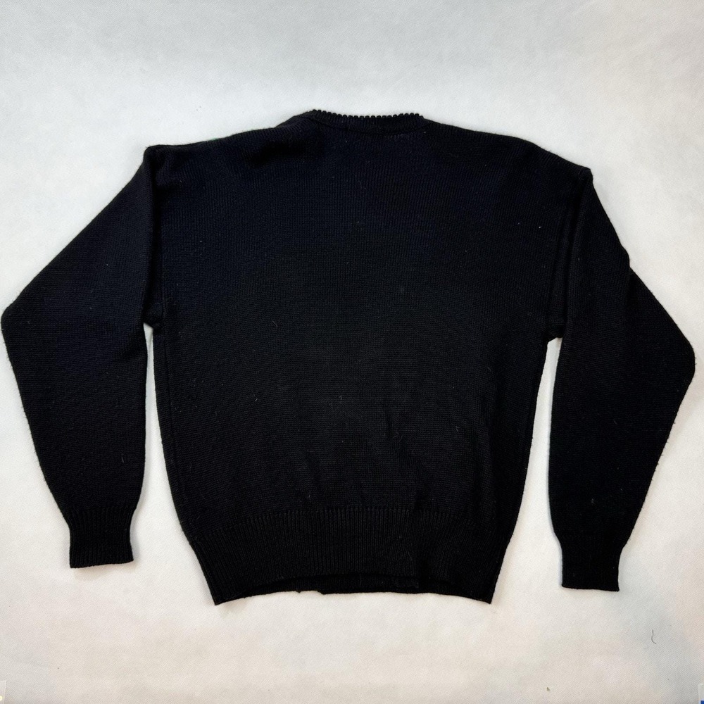 Breckenridge Vintage Black Floral Embroidered Wool Blend Cardigan Sweater Mens M - Picture 7 of 8